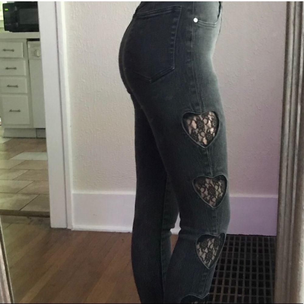 SOLD Vintage heart cutout high waisted jeans